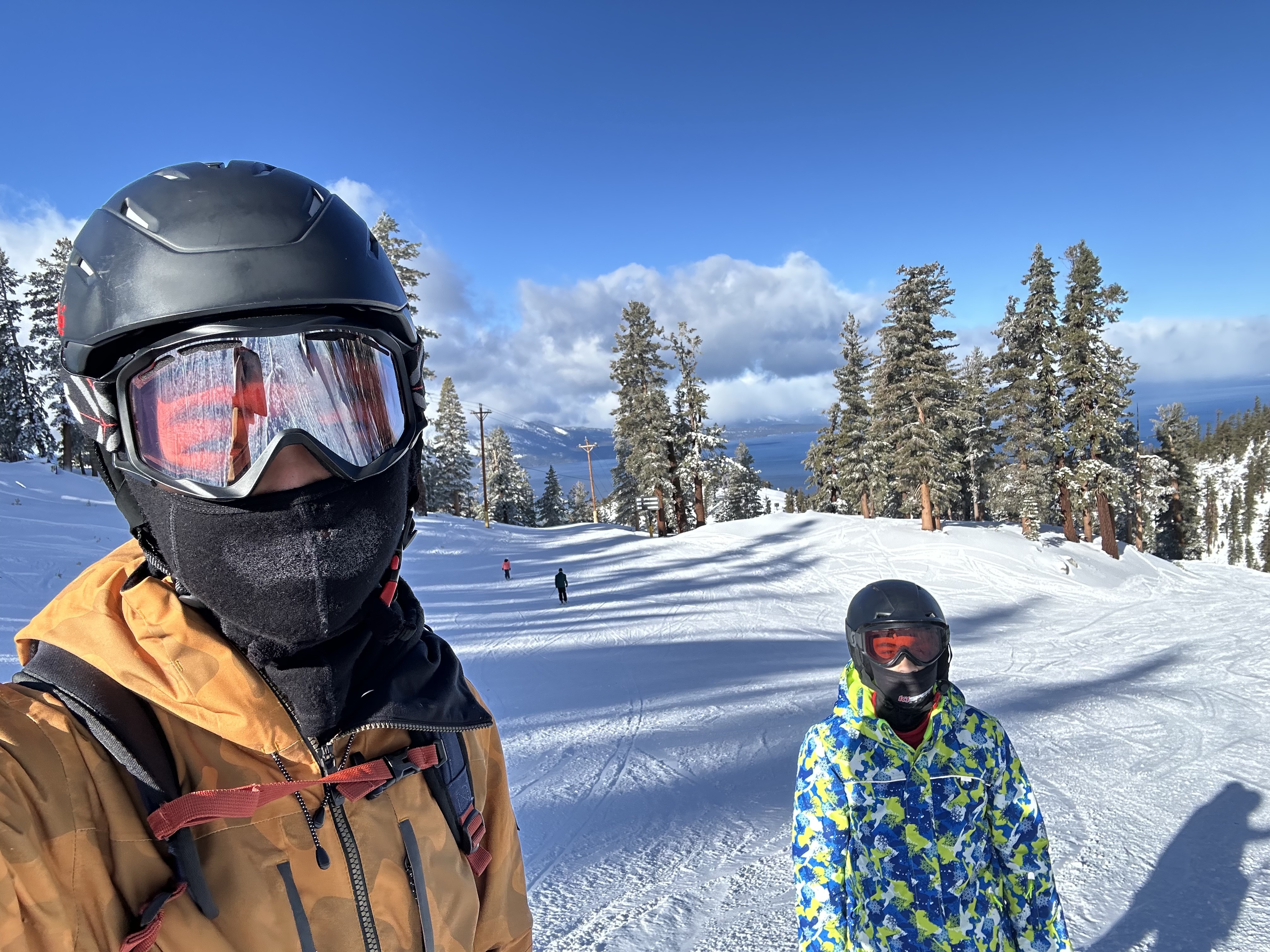 Friend and family ski