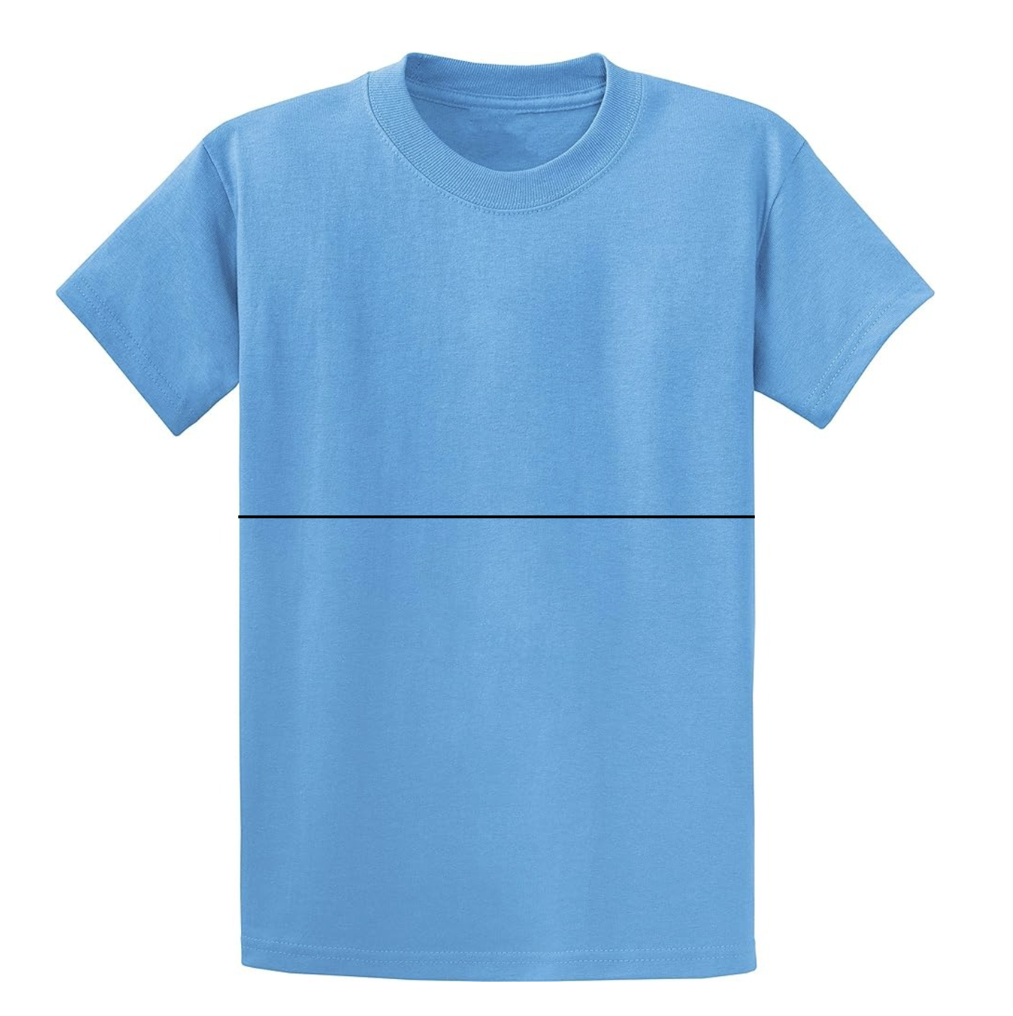 blue shirt with line going through it