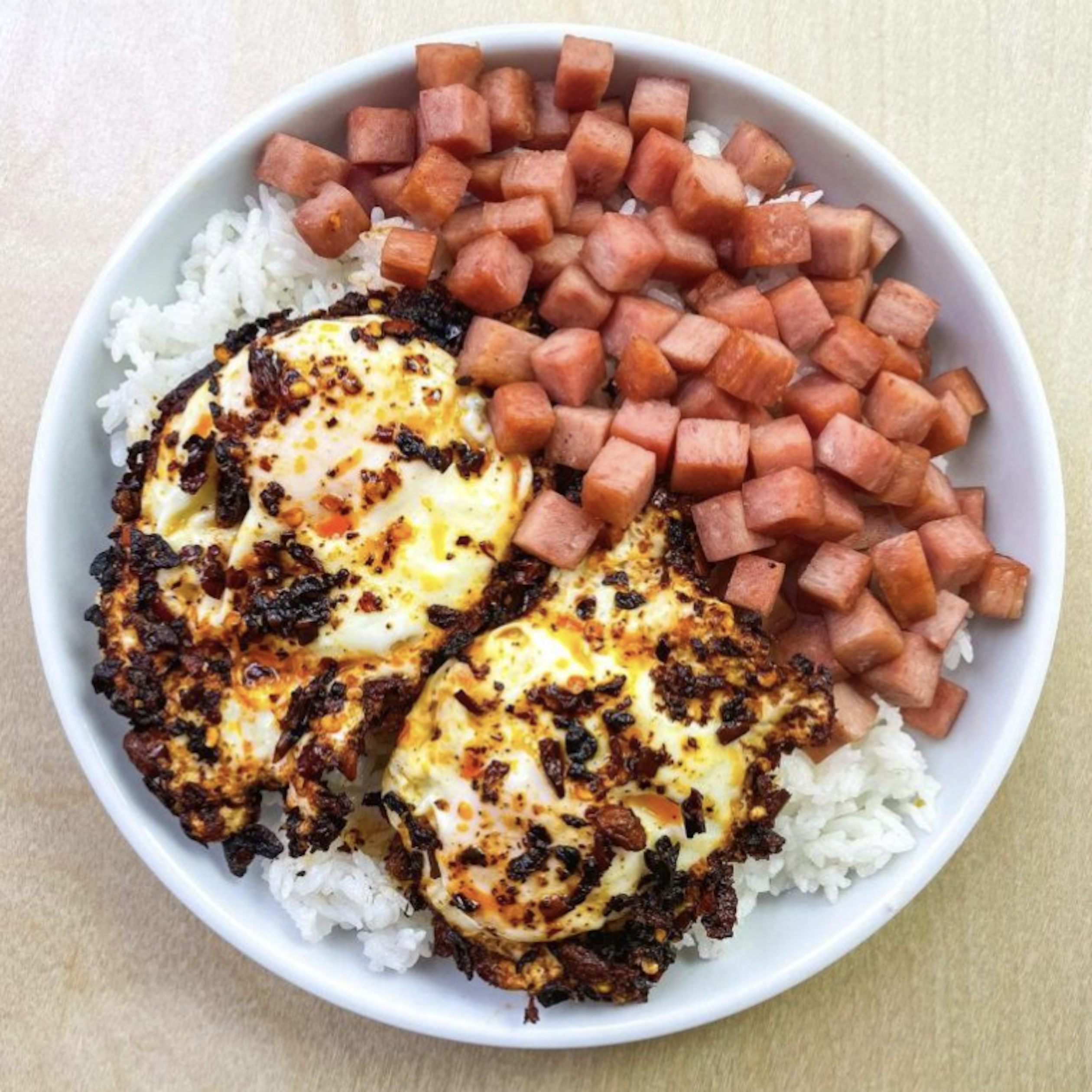 chili oil egg on rice